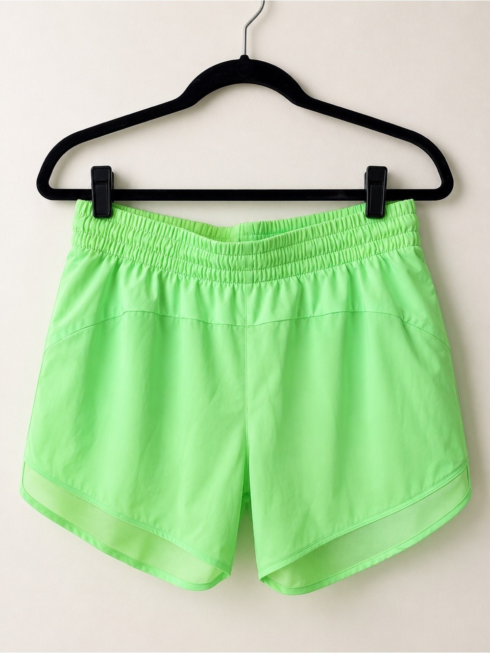 Athleta Mesh Racer Run Shorts 4” Neon Green Lined Medium - Picture 4 of 9